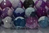 CAG8989 15.5 inches 10mm faceted round fire crackle agate beads