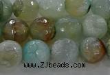 CAG8995 15.5 inches 8mm faceted round fire crackle agate beads