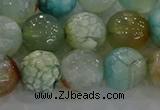 CAG8996 15.5 inches 10mm faceted round fire crackle agate beads