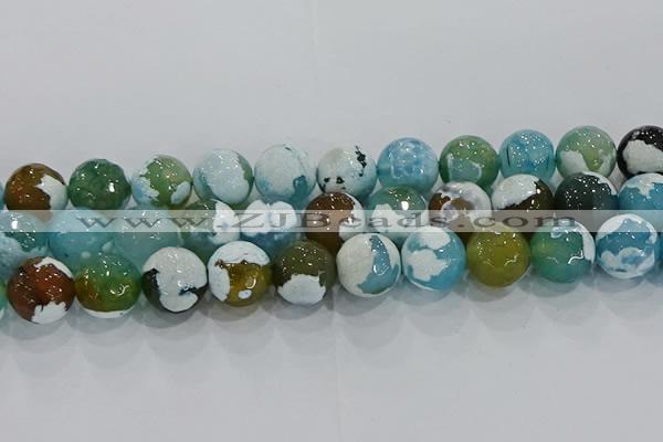 CAG9005 15.5 inches 16mm faceted round fire crackle agate beads