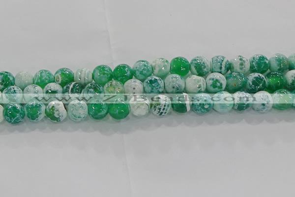 CAG9008 15.5 inches 8mm faceted round fire crackle agate beads