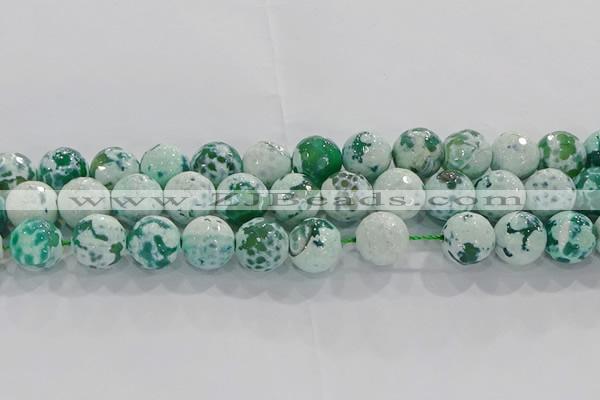 CAG9010 15.5 inches 12mm faceted round fire crackle agate beads