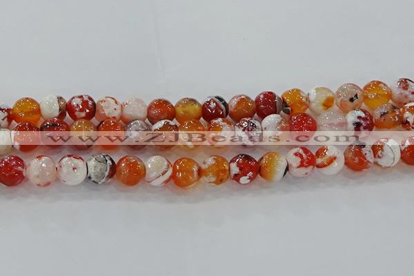 CAG9016 15.5 inches 10mm faceted round fire crackle agate beads