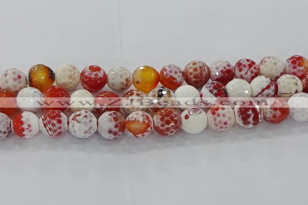 CAG9017 15.5 inches 12mm faceted round fire crackle agate beads