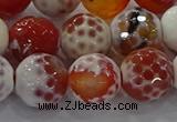 CAG9018 15.5 inches 14mm faceted round fire crackle agate beads