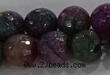 CAG9024 15.5 inches 12mm faceted round fire crackle agate beads