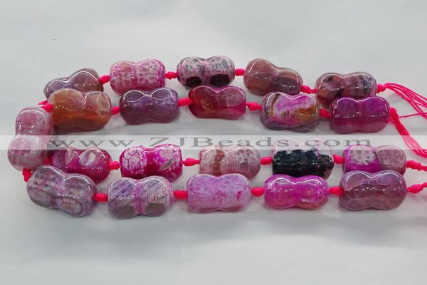 CAG9069 15.5 inches 16*30mm peanut-shaped fire crackle agate beads
