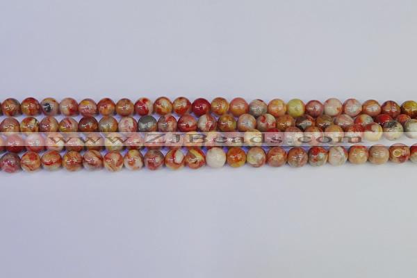 CAG9100 15.5 inches 4mm round red crazy lace agate beads