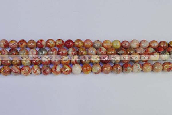 CAG9102 15.5 inches 8mm round red crazy lace agate beads