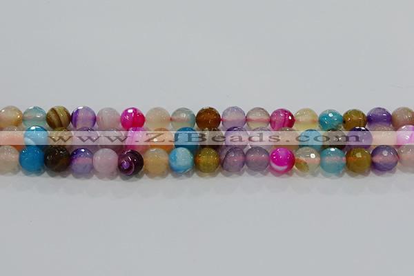 CAG9258 15.5 inches 10mm faceted round line agate beads wholesale