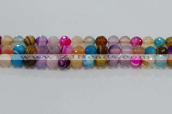 CAG9259 15.5 inches 12mm faceted round line agate beads wholesale