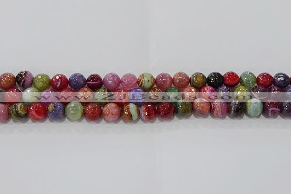 CAG9265 15.5 inches 10mm faceted round line agate beads wholesale