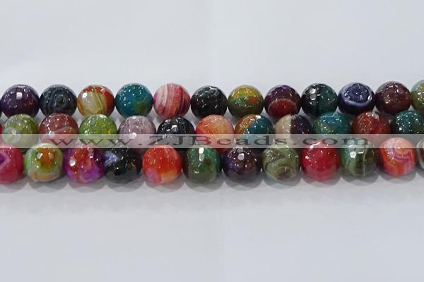 CAG9268 15.5 inches 16mm faceted round line agate beads wholesale
