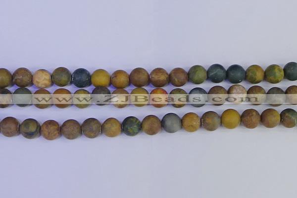 CAG9284 15.5 inches 12mm round matte ocean jasper beads wholesale