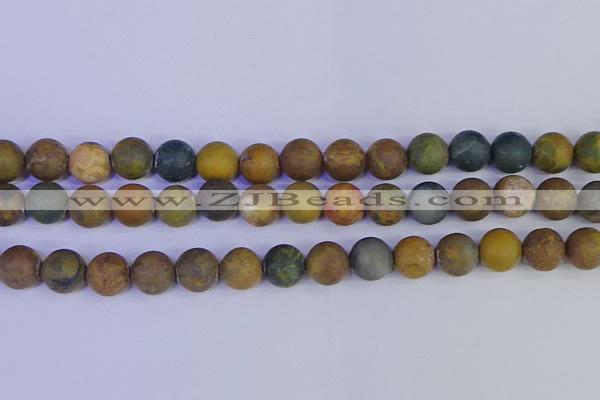 CAG9285 15.5 inches 14mm round matte ocean jasper beads wholesale