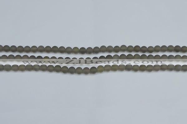 CAG9310 15.5 inches 4mm round matte grey agate beads wholesale