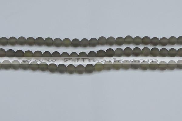 CAG9312 15.5 inches 8mm round matte grey agate beads wholesale