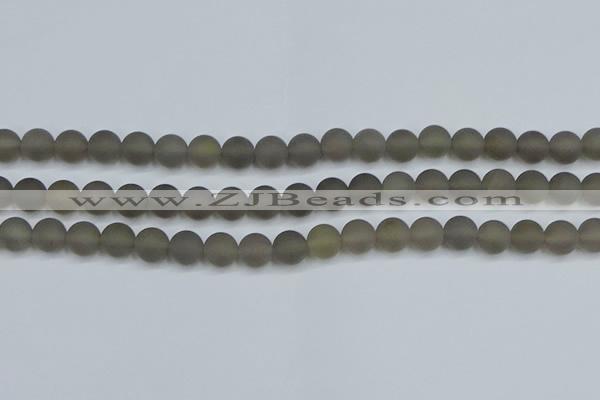 CAG9313 15.5 inches 10mm round matte grey agate beads wholesale