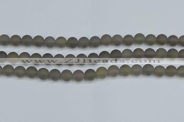 CAG9314 15.5 inches 12mm round matte grey agate beads wholesale