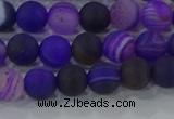 CAG9320 15.5 inches 6mm round matte line agate beads wholesale