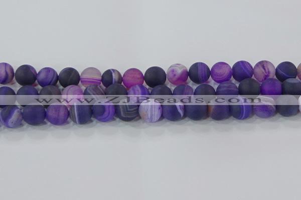 CAG9323 15.5 inches 12mm round matte line agate beads wholesale