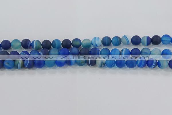 CAG9332 15.5 inches 8mm round matte line agate beads wholesale