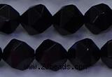 CAG9355 15.5 inches 14mm faceted nuggets black agate beads