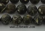 CAG9383 15.5 inches 10mm round matte turritella agate beads