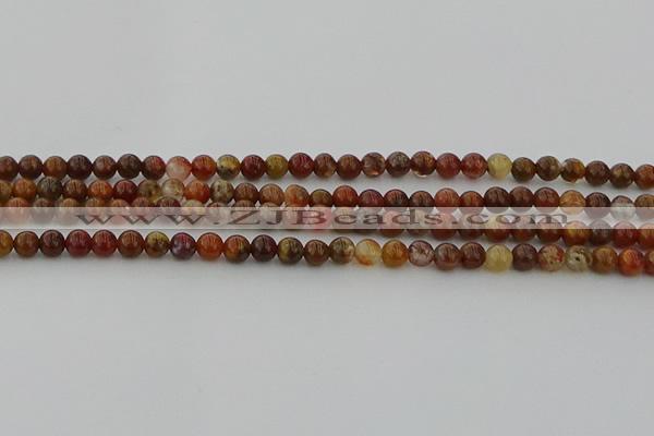 CAG9390 15.5 inches 4mm round red moss agate beads wholesale
