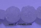 CAG9429 7.5 inches 12mm coin white plated druzy agate beads