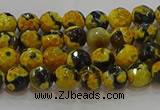 CAG9451 15.5 inches 6mm faceted round fire crackle agate beads