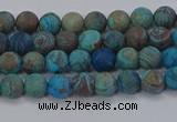 CAG9492 15.5 inches 4mm round matte blue crazy lace agate beads