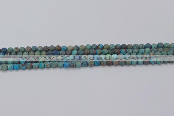 CAG9492 15.5 inches 4mm round matte blue crazy lace agate beads