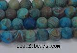 CAG9493 15.5 inches 6mm round matte blue crazy lace agate beads