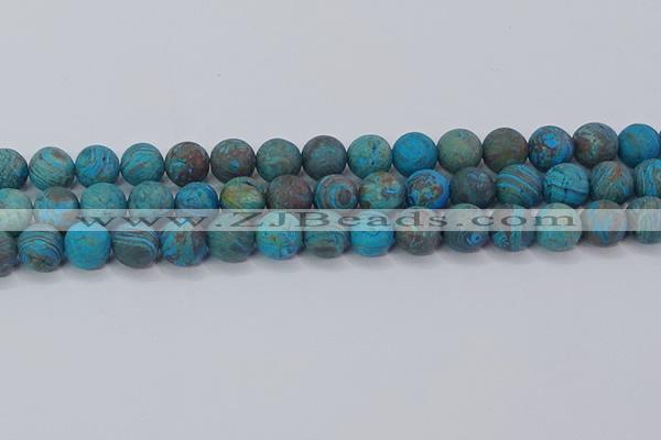 CAG9496 15.5 inches 12mm round matte blue crazy lace agate beads