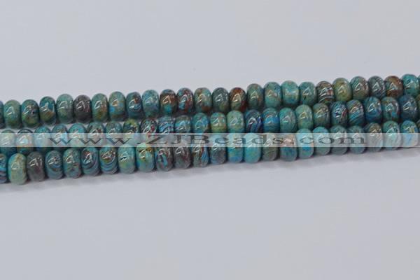 CAG9501 15.5 inches 6*10mm rondelle blue crazy lace agate beads