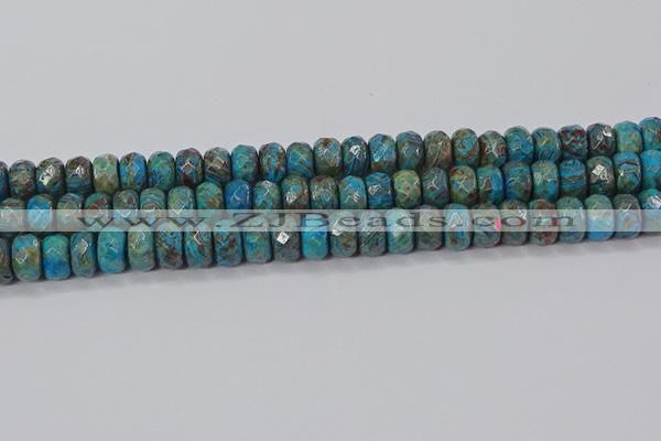 CAG9505 15.5 inches 6*10mm faceted rondelle blue crazy lace agate beads