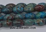 CAG9510 15.5 inches 5*8mm rice blue crazy lace agate beads