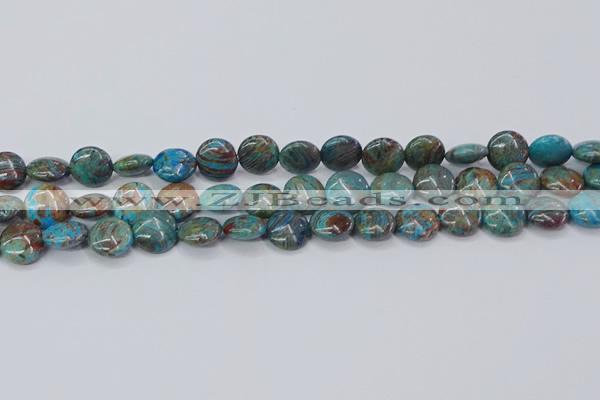CAG9514 15.5 inches 12mm flat round blue crazy lace agate beads