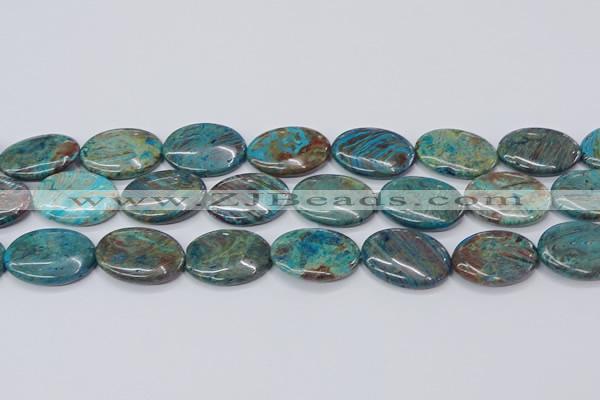 CAG9525 15.5 inches 22*30mm oval blue crazy lace agate beads