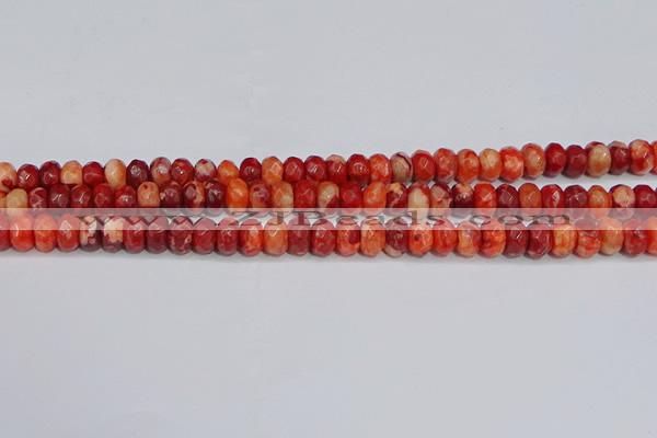 CAG9587 15.5 inches 5*8mm faceted rondelle crazy lace agate beads