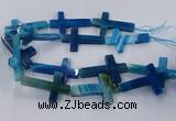 CAG9630 15.5 inches 32*48mm - 35*50mm cross dragon veins agate beads