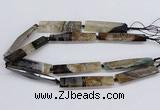 CAG9637 15.5 inches 18*55mm - 18*65mm faceted rectangle agate beads