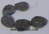 CAG9674 7.5 inches 30*40mm teardrop rainbow plated druzy agate beads