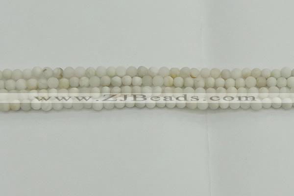 CAG9700 15.5 inches 4mm round matte grey agate beads wholesale