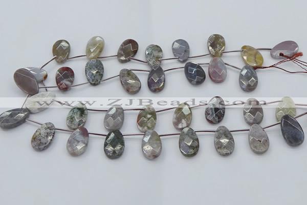 CAG9746 Top drilled 13*22mm faceted flat teardrop Indian agate beads