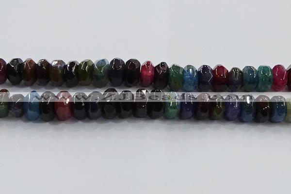 CAG9771 15.5 inches 8*16mm faceted rondelle agate gemstone beads