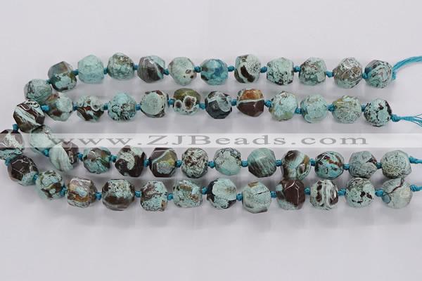 CAG9801 15.5 inches 12*14mm - 14*16mm faceted nuggets ocean agate beads