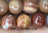 CAG9813 15.5 inches 10mm faceted round wood agate beads
