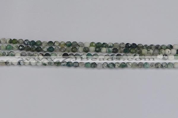 CAG9823 15.5 inches 4mm faceted round moss agate beads